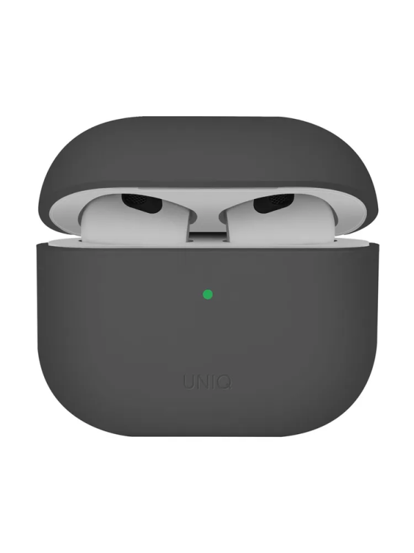 Фото Защитный чехол Uniq Lino Silicone Case для Airpods 4, темно-серый Фото Защитный чехол Uniq Lino Silicone Case для Airpods 4, темно-серый
